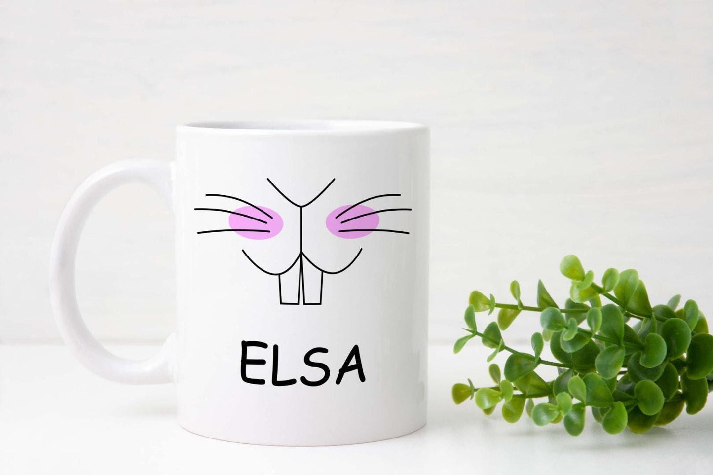 Personalised Bunny Face Mug and Coaster Set: Custom Keepsake Gift