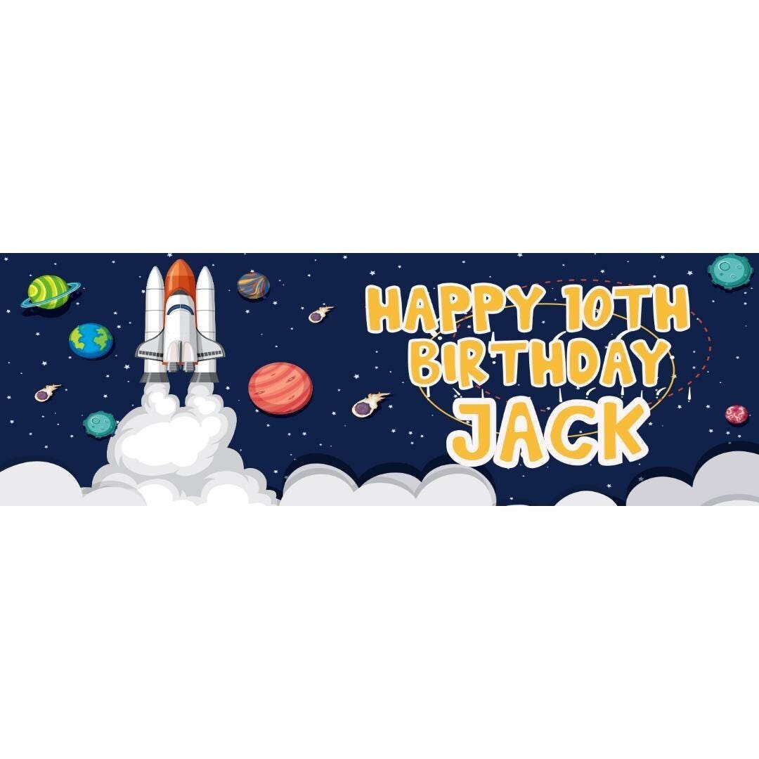 Personalised Space Birthday Banner: Galactic Party Decoration, Set of 2