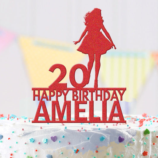 Personalised Acrylic Glamour Girl Birthday Cake Topper Party Decoration Gift