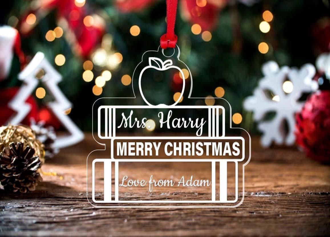 Personalised Christmas Bauble Teacher Assistant Nursery Books Apple Xmas Gift