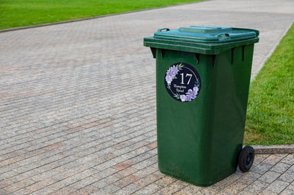 Personalised Wheelie Bin Sign Sticker Waterproof House Address Road Name Numbers