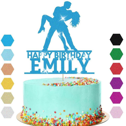 Dancing Couple Cake Topper Personalised Girls Boys Birthday Decoration Any Name