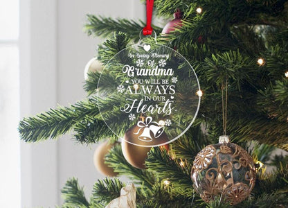 Personalised Grandma Christmas Bauble: Laser Engraved Acrylic Ornament