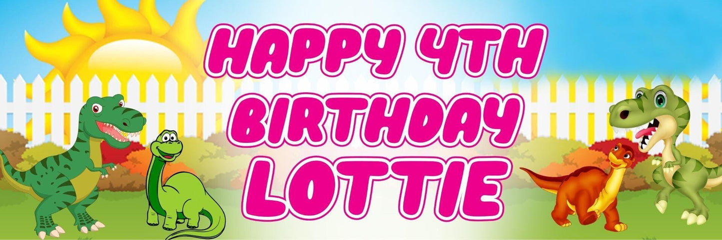 2 Personalised Green Dinosaur Birthday Celebration Banners Decoration Posters