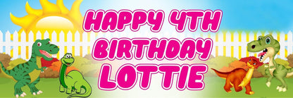 2 Personalised Green Dinosaur Birthday Celebration Banners Decoration Posters