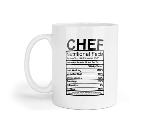 Chef Nutritional Facts Mug: Cooking Student Gift - UK Made