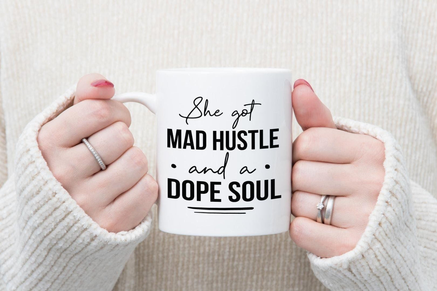 Hustle And A Dope Soul Mug & Coaster Set Funny Mad Boss Birthday Office Tea Gift