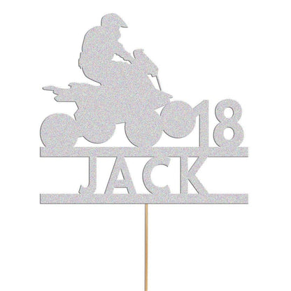 Personalised Quad Bike Glitter Cake Topper: Any Name & Age