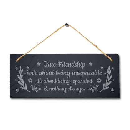 Friendship Slate Plaque: Laser Engraved Home Decor with Jute Rope