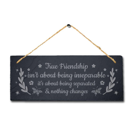 Friendship Slate Plaque: Laser Engraved Home Decor with Jute Rope