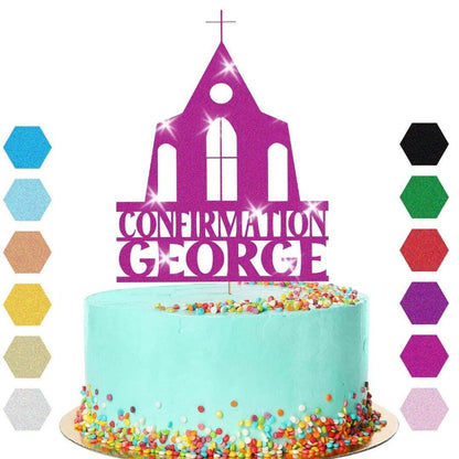 Personalised Church Confirmation Cake Topper Congratulation Birthday Cake Any Name