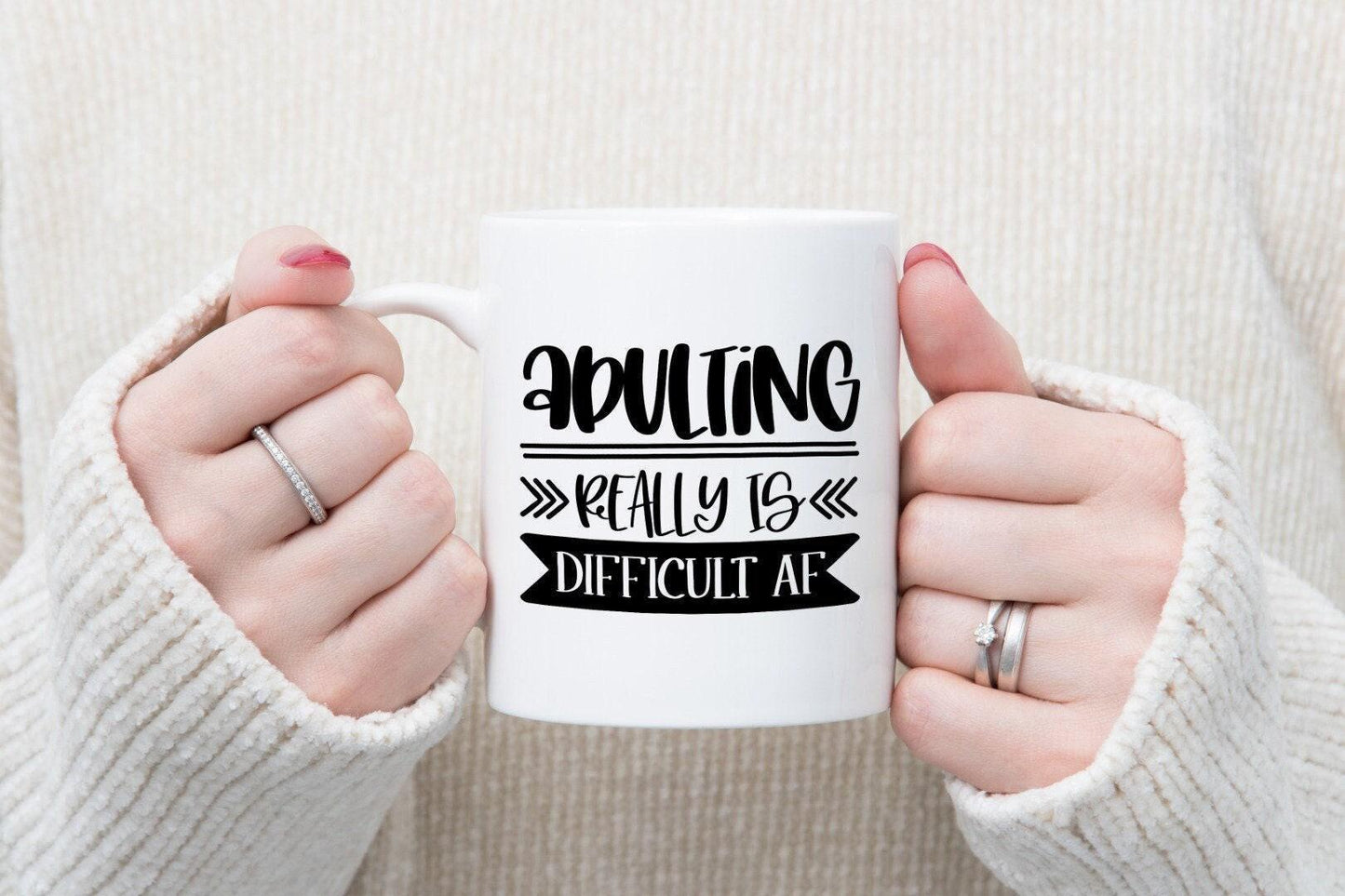 Adulting Really Is Difficult Af - Funny Ceramic Novelty Mug & Coaster Coffee Tea Cup Gift