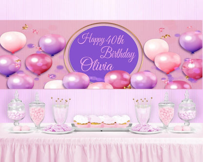 Personalised Birthday Banner: Pink Theme Party Decor