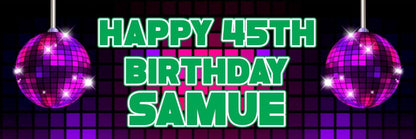 2 Personalised Disco Globe Birthday Party Celebration Banners Decoration Poster