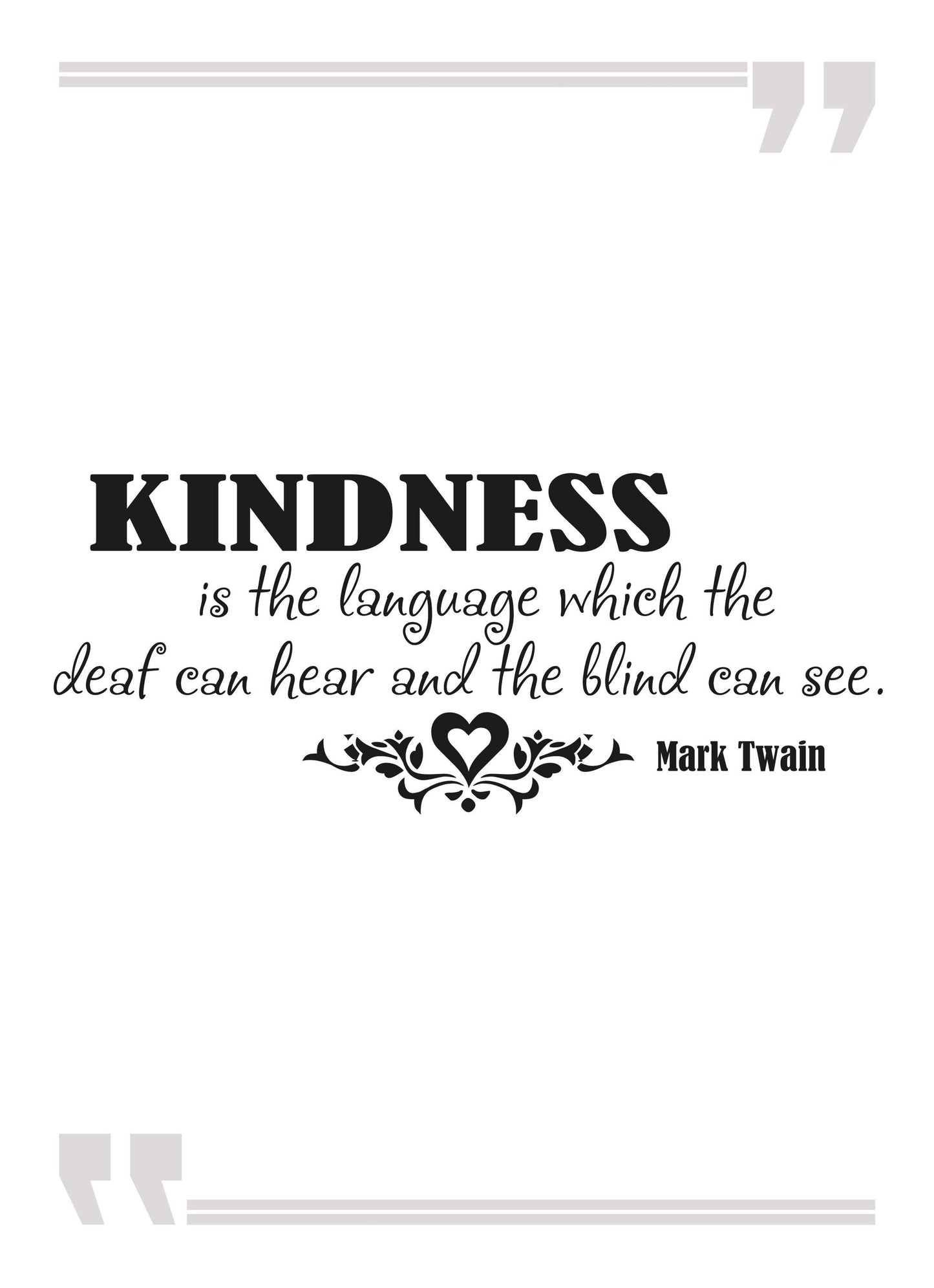 Kindness Is The Language Motivational Positive Quote Art Poster Print Wall