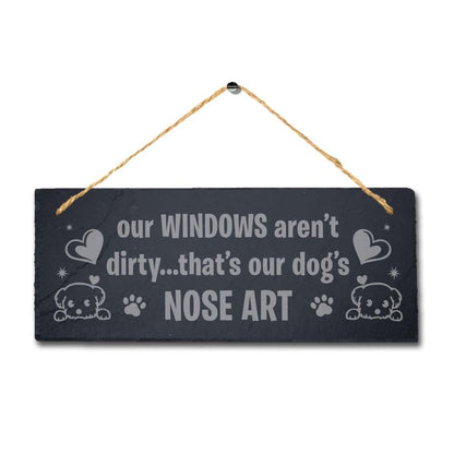 Dog Nose Art Engraved Hanging Slate Kennels Pup Puppy Funny Gift Home Sign