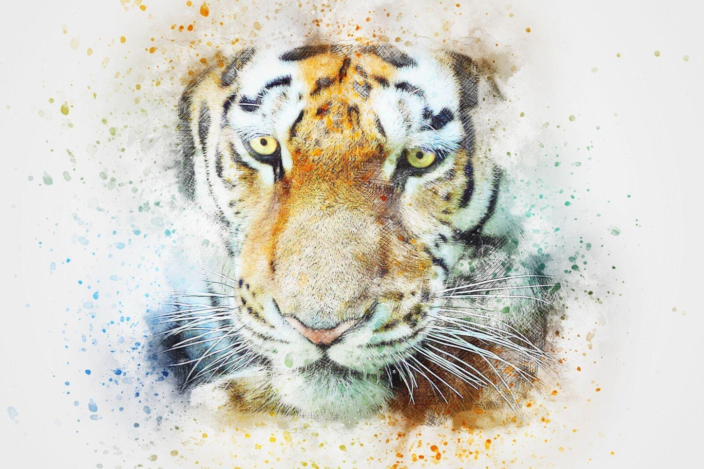 Tiger Abstract Watercolour Art Giant Poster - A5 A4 A3 A2 A1 A0 Sizes