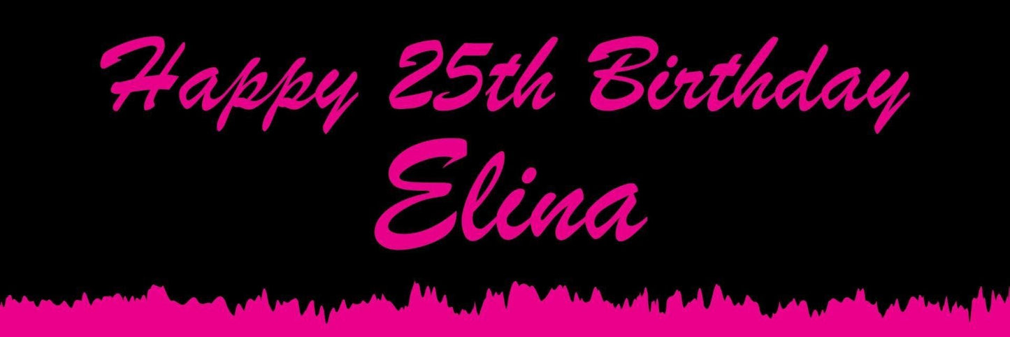 Personalised Birthday Banner: Black & Hot Pink Party Decoration (Set of 2)