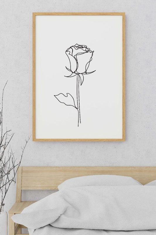 Rose One Line Sketch Bedroom Drawing Minimalist Wall Art Home Decor Print Poster