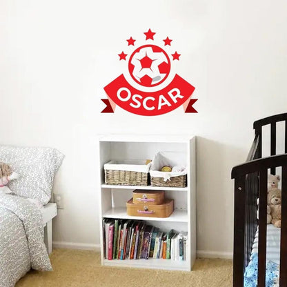 Personalised Star Football Wall Sticker Name Vinyl Decal Girls Boys Kids Nursery Bedroom