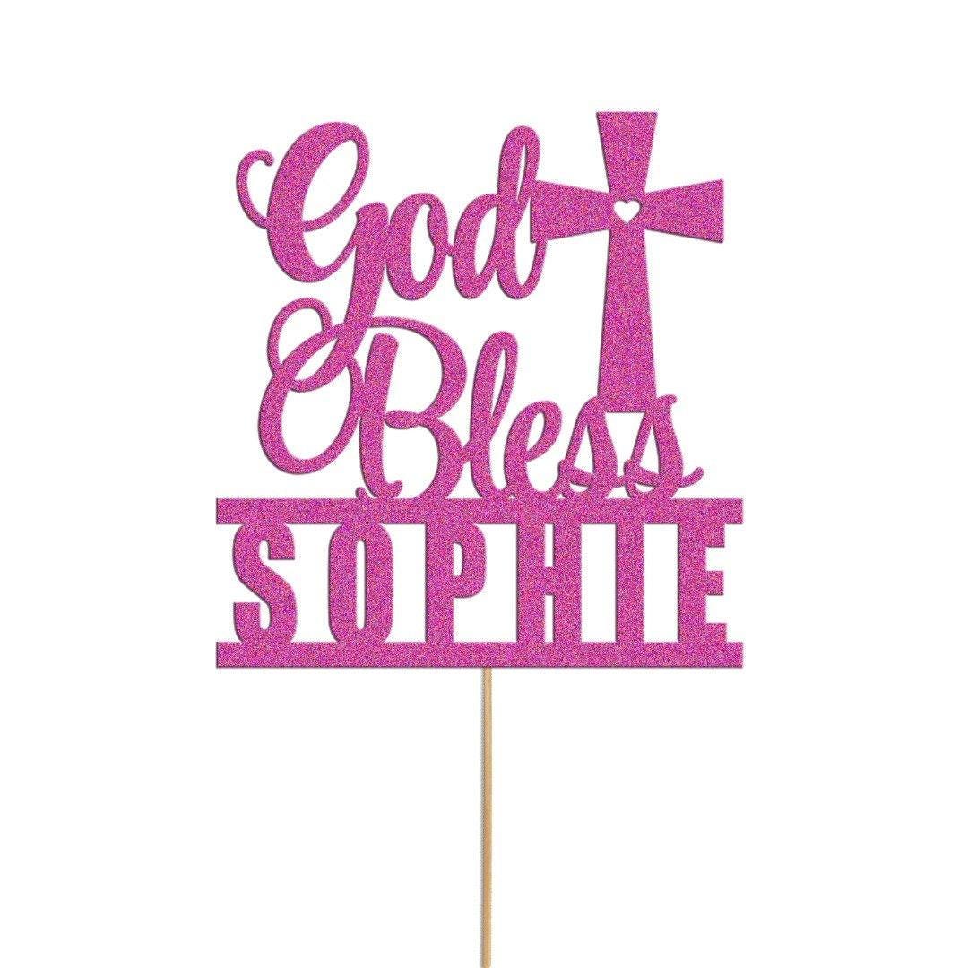Personalised Glitter Cake Topper: Baptism, Confirmation, Christening