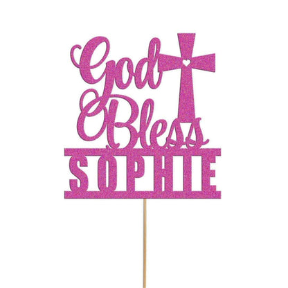 Personalised Glitter Cake Topper: Baptism, Confirmation, Christening