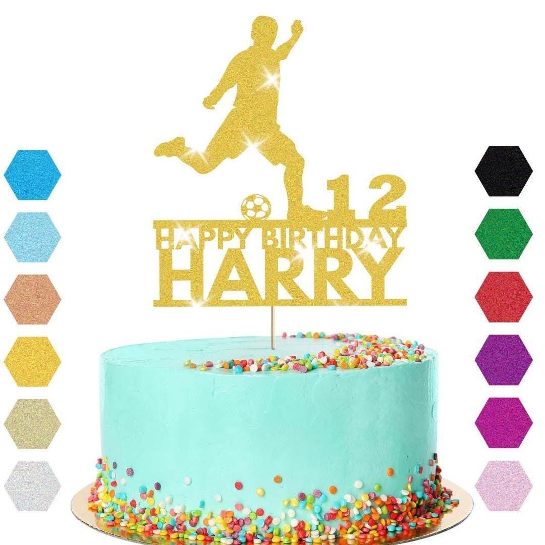 Football Cake Topper Personalised Footballer Birthday Decoration Any Name & Age