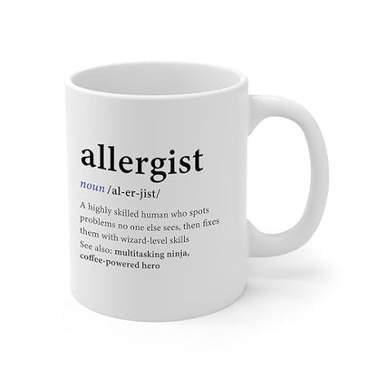 DesiDD Allergist Definition Funny Gifts for | Ceramic Coffee Mug | 11 OZ