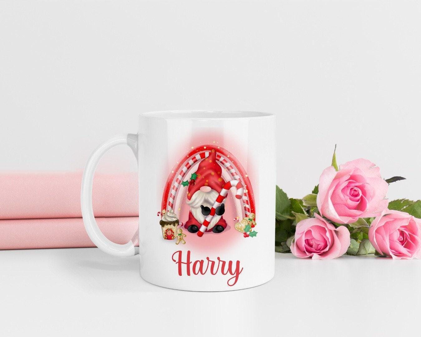 Personalised Red Gonk Mug & Coaster Set Custom Name Secret Santa Ceramic Mug Gift