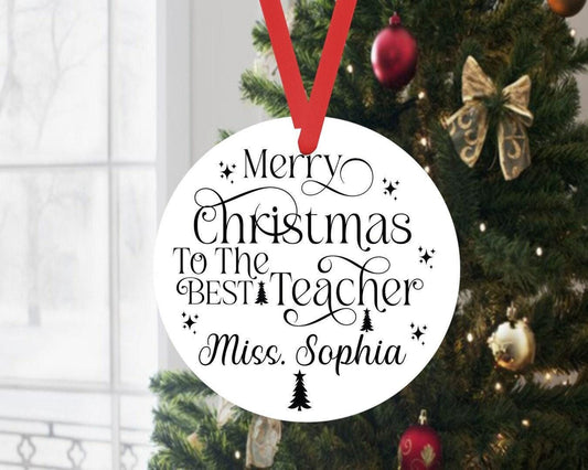 Personalised Teacher Christmas Bauble: Engraved Acrylic Ornament