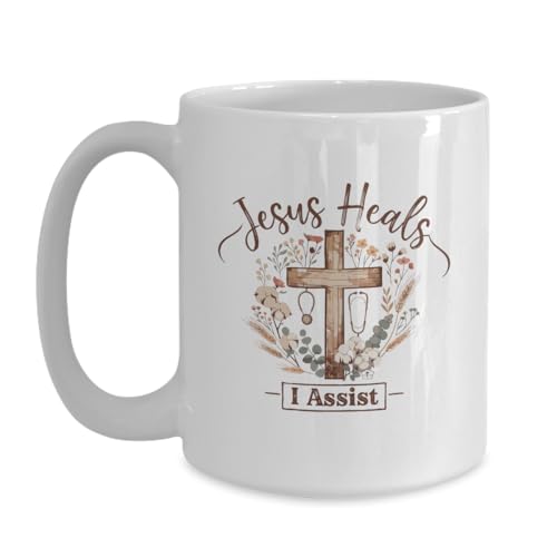 Jesus Heals I Assist Christian Nurse Faith | Ceramic Coffee Mug | 11 OZ