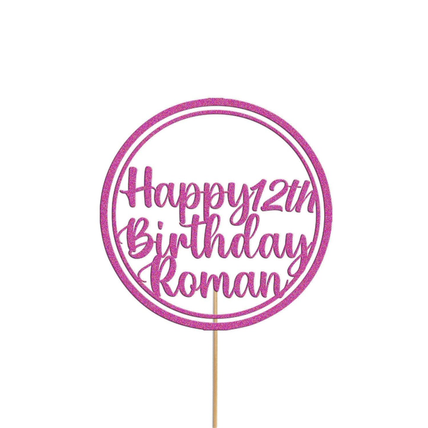 Personalised Glitter Cake Topper: Custom Name & Age