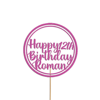 Personalised Glitter Cake Topper: Custom Name & Age