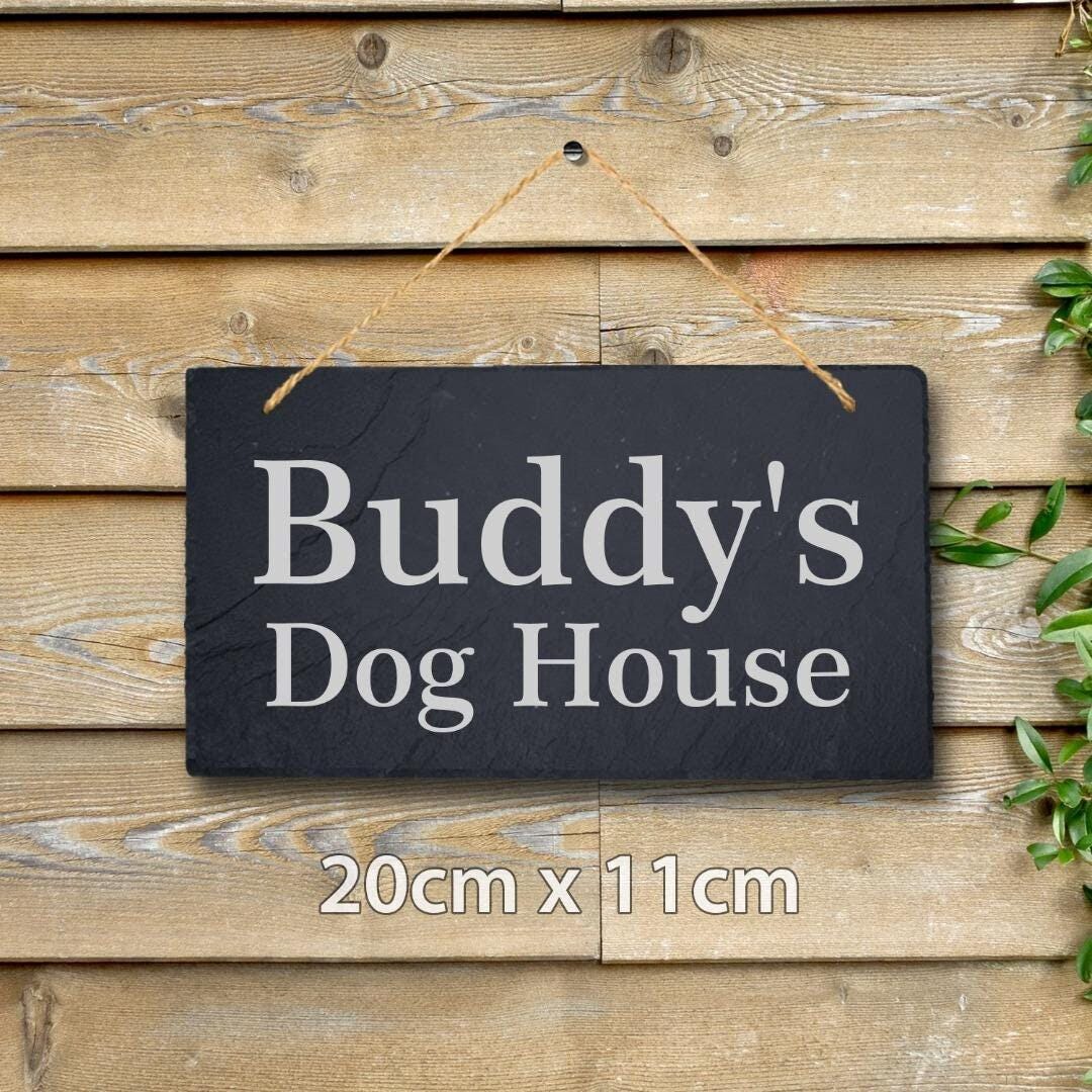 Personalised Pet Name Slate Sign Kennel Dog House Shed Door Engraved Plaque Gift