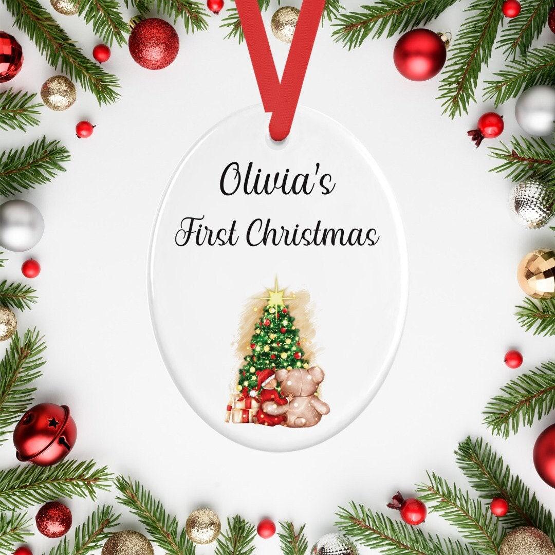 Personalised Babys First Christmas Oval Shape Ceramic Bauble Tree Hanging Decoration Keepsake