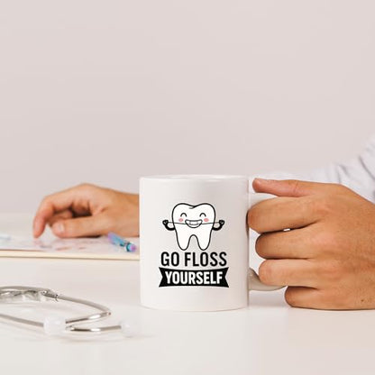 Go Floss Yourself Dentist Gifts For Men Women | Ceramic Coffee Mug | 11 OZ