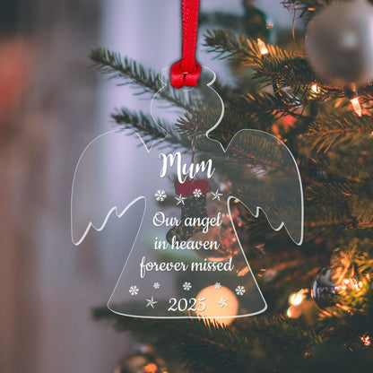 Personalised Memorial Christmas Bauble Any Name Xmas Tree Angel Remembrance Gift