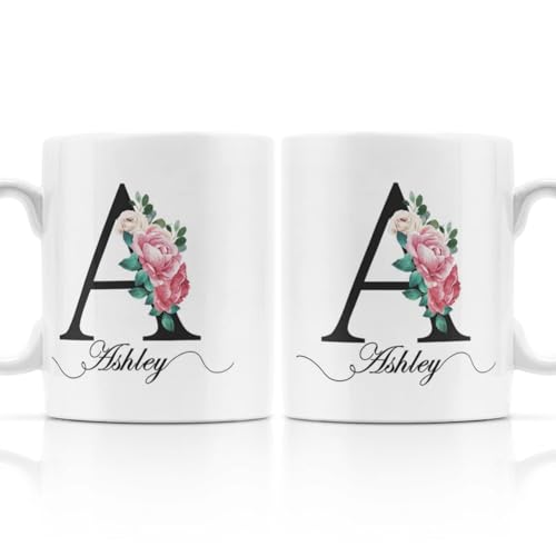 Personalized Monogrammed for Women with | Customised Coffee Mug | 11 OZ
