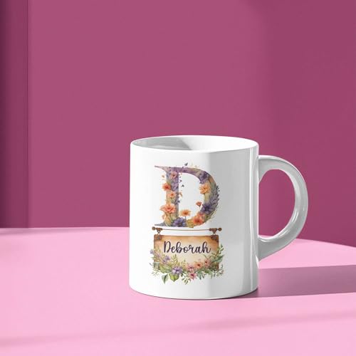 Great Custom Letter D With Flower Sign | Customised Coffee Mug | 11 OZ