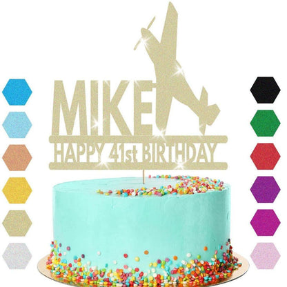 Personalised Aeroplane Birthday Cake Topper Airplane Decoration Any Name Age
