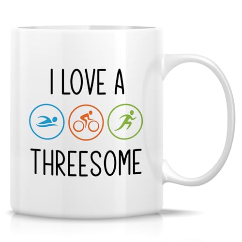 Funny Triathlete I Love A Threesome Swim Bike | Ceramic Coffee Mug | 11 OZ