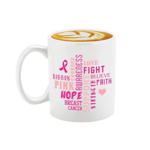Veracco Breast Cancer Awareness Ribbon | Ceramic Coffee Mug | 11 OZ