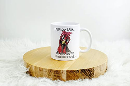 Funny Rooster I May Look Calm But In My Head | Ceramic Coffee Mug | 11 OZ