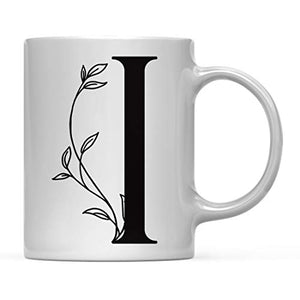 Gift Elegant Design Monogram Initial Letter I | Ceramic Coffee Mug | 11 OZ