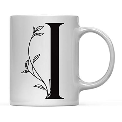 Gift Elegant Design Monogram Initial Letter I | Ceramic Coffee Mug | 11 OZ