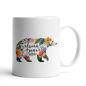 Floral Mama Bear Funny Mom Mother s Day | Ceramic Coffee Mug | 11 OZ