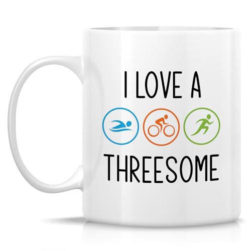 Funny Triathlete I Love A Threesome Swim Bike | Ceramic Coffee Mug | 11 OZ