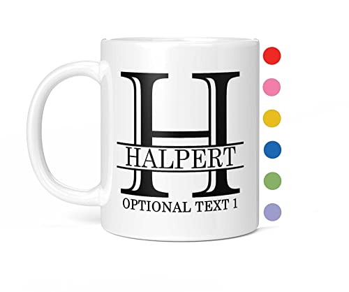 Personalized Monogram with Custom Text and | Customised Coffee Mug | 11 OZ
