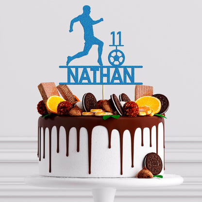 Personalised Football Cake Topper Ideal For Footballer Birthdays! Add Any Name & Age