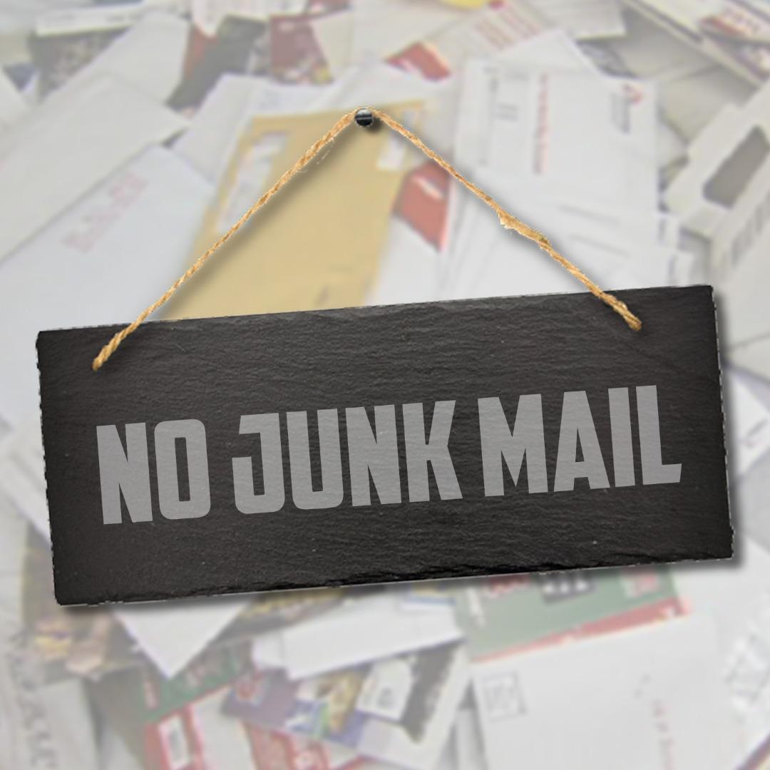No Junk Mail Laser Engraved Stone Hanging Outdoor Slate Plaque Sign